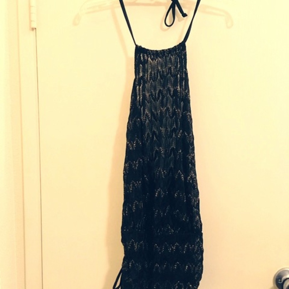 Venus Cover-Up halter top Black with gold Sz L